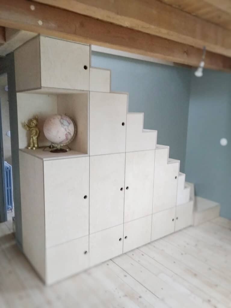 Meuble escalier avec rangements intégrés | HDMA | Menuiserie Agencement ...