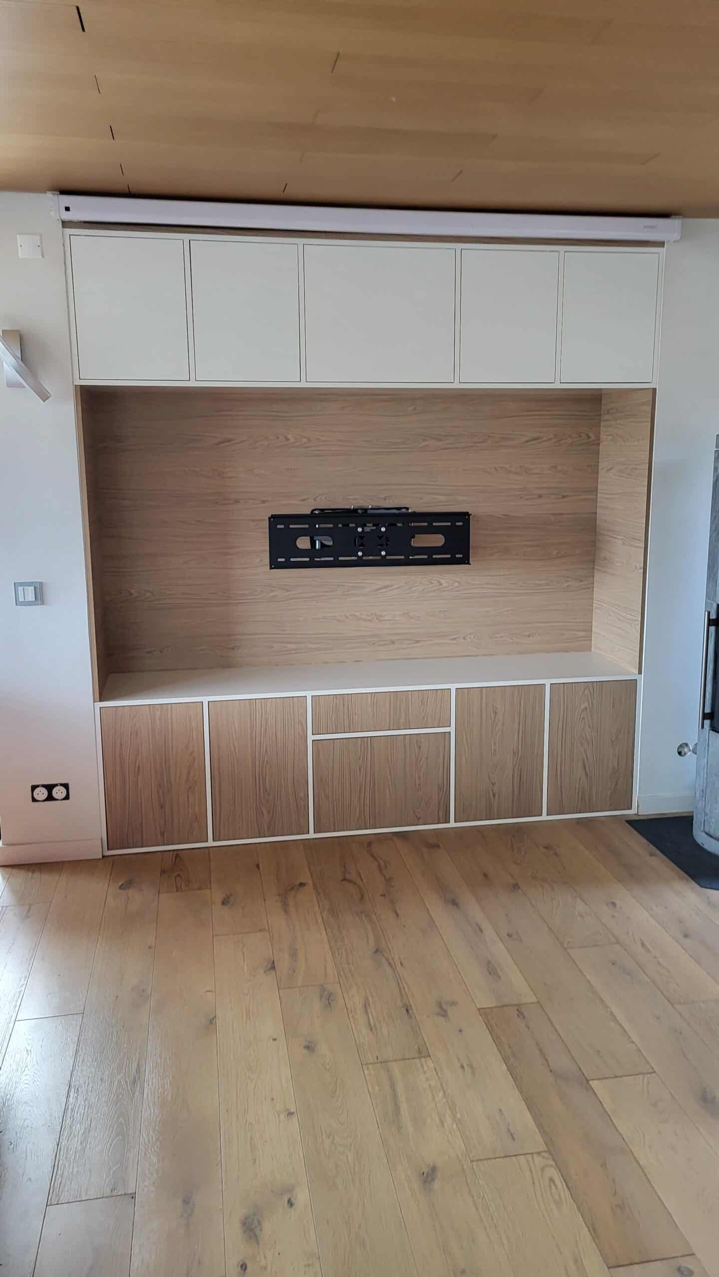 meuble tv bois clair et blanc